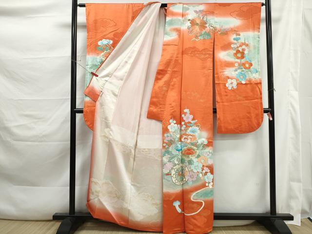 平和屋着物■豪華振袖　総刺繍　駒刺繍　花車文　暈し染め　金銀糸　正絹　逸品　DABK3477qa