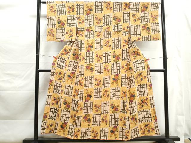 平和屋着物■上質な小紋　総絞り　笹竹花文　やまと誂製　正絹　逸品　DABK3478qa