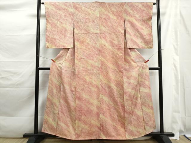 平和屋着物■大変加工の良い総絞り小紋　霞文　正絹　逸品　DABK3479qa