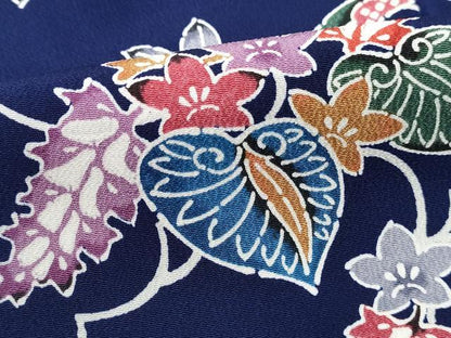 平和屋着物■上質な小紋　型染め　草花文　正絹　逸品　DABK3483qa
