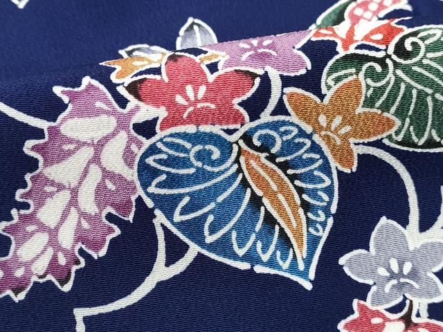 平和屋着物■上質な小紋　型染め　草花文　正絹　逸品　DABK3483qa