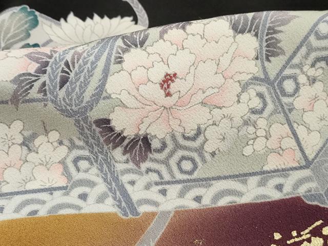 平和屋着物■豪華黒留袖　刺繍　花文箱文　牡丹　暈し染め　金彩　ロング丈　正絹　逸品　DABK3490qa