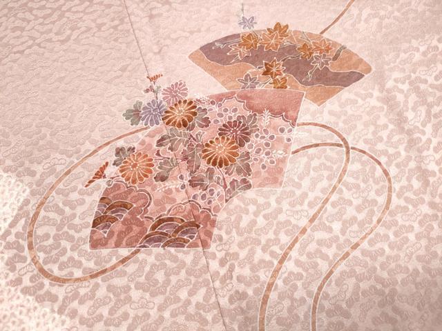 平和屋着物■訪問着　絞り　刺繍　地紙花文　正絹　逸品　DABK3492qa