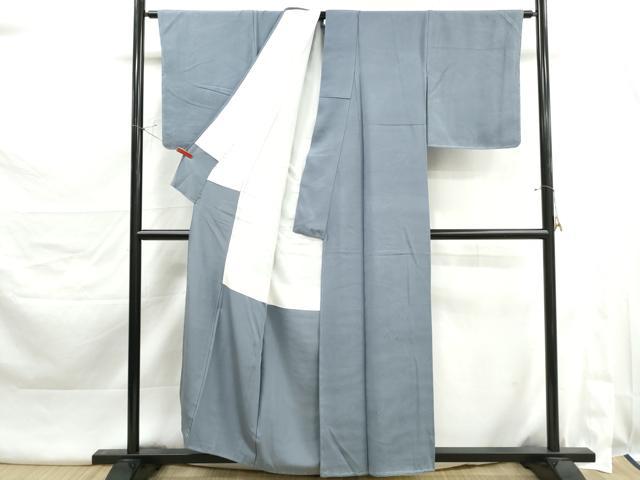 平和屋着物■上質な色無地　流水地紋　湊鼠色　正絹　逸品　DABK3494qa