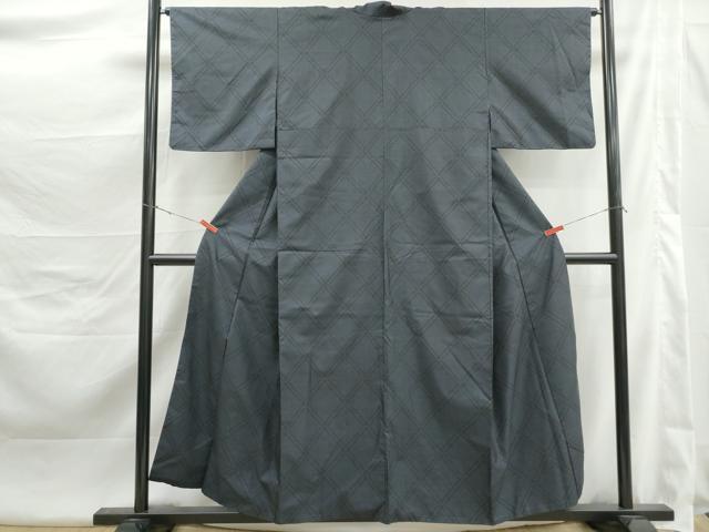 平和屋着物■本場大島紬　9マルキ　格子文　正絹　逸品　DABK3499qa