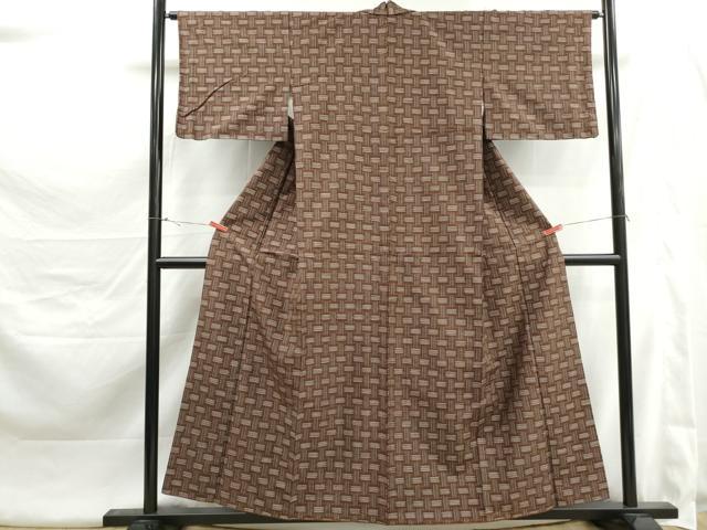 平和屋着物■上質な紬　網目文　正絹　逸品　DABK3516qa