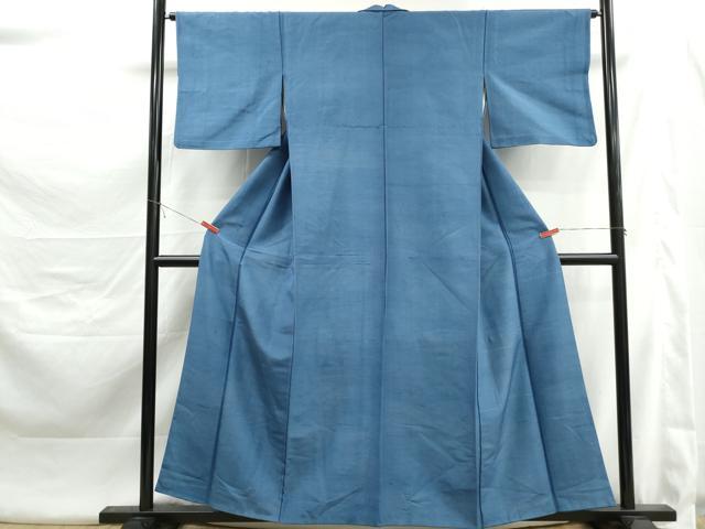 平和屋着物■上質な紬　霞文　紺鼠色　胴抜き仕立て　正絹　逸品　DABK3518qa