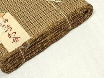 平和屋着物▼紬　反物　着尺　格子　逸品　未使用　DABK3522zy