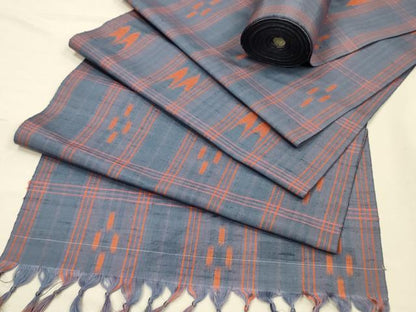平和屋着物▼紬　反物　着尺　絣文様　逸品　未使用　DABK3526zy