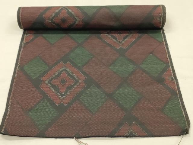 平和屋着物▼本場大島紬　反物　着尺　菱文　逸品　未使用　DABK3531zy