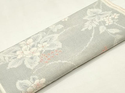 平和屋着物▼紬　反物　着尺　草花文　逸品　未使用　DABK3544zy