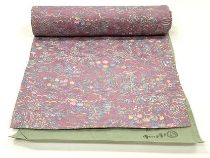 平和屋着物▼羽織・コート　反物　羽尺　草花文　ほていや扱い　逸品　未使用　DABK3565zy
