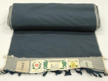 平和屋着物▼男性　結城紬　反物　着尺　アンサンブル　濃藍色　証紙付き　 逸品　未使用　DABK3573zy