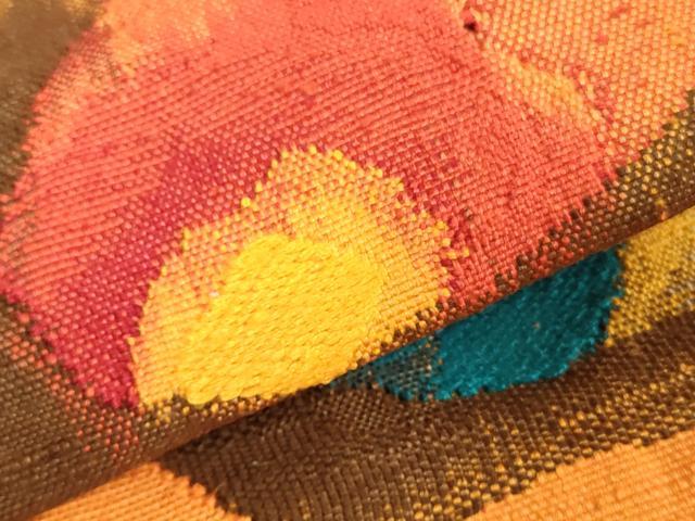 平和屋着物▼西陣　山城機業店謹製　名古屋帯　帯反物　紬地　抽象文様　証紙付き　逸品　未使用　DABK3660zy