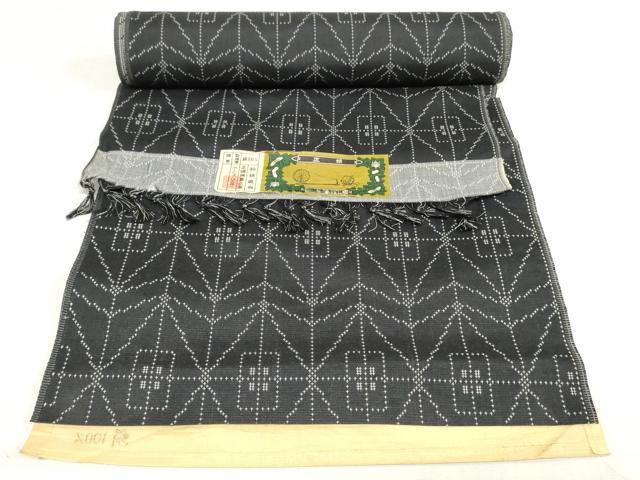 平和屋着物▼紬　反物　着尺　幾何学文　証紙付き　逸品　未使用　DABK3676zy