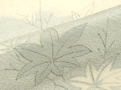平和屋着物▼羽織・コート　解き反物　羽尺　手描き　草花文　逸品　DABK3736zy