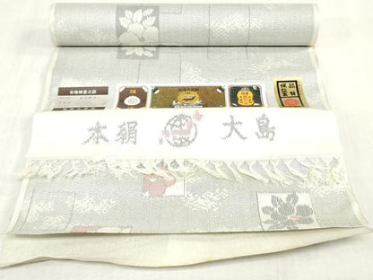 平和屋着物▼伝承大島紬　反物　着尺　色紙草花文　田谷野忠一作　証紙付き　逸品　未使用　DABK3744zy