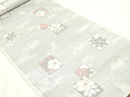 平和屋着物▼伝承大島紬　反物　着尺　色紙草花文　田谷野忠一作　証紙付き　逸品　未使用　DABK3744zy