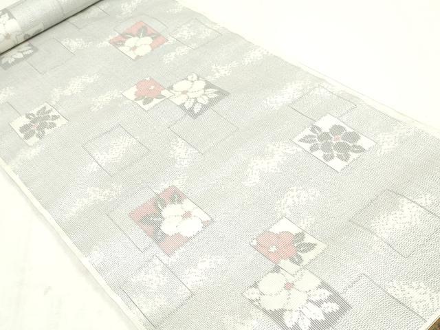 平和屋着物▼伝承大島紬　反物　着尺　色紙草花文　田谷野忠一作　証紙付き　逸品　未使用　DABK3744zy