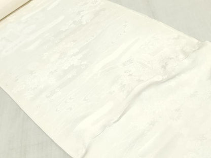 平和屋着物▼白生地　反物　着尺　御所車花地紋　生成り色　逸品　未使用　DABK3760zy