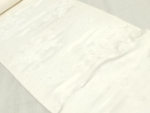 平和屋着物▼白生地　反物　着尺　御所車花地紋　生成り色　逸品　未使用　DABK3760zy