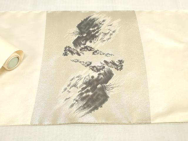 平和屋着物▼西陣　樋口正　名古屋帯　帯反物　作家物　風景文　証紙付き　逸品　未使用　DABK3776zy