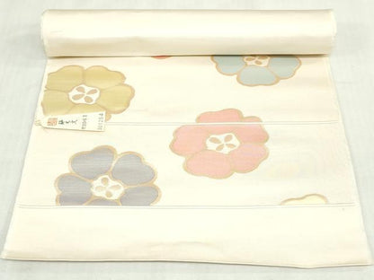 平和屋着物▼名古屋帯　帯反物　梅丸文　金糸　逸品　未使用　DABK3821zy