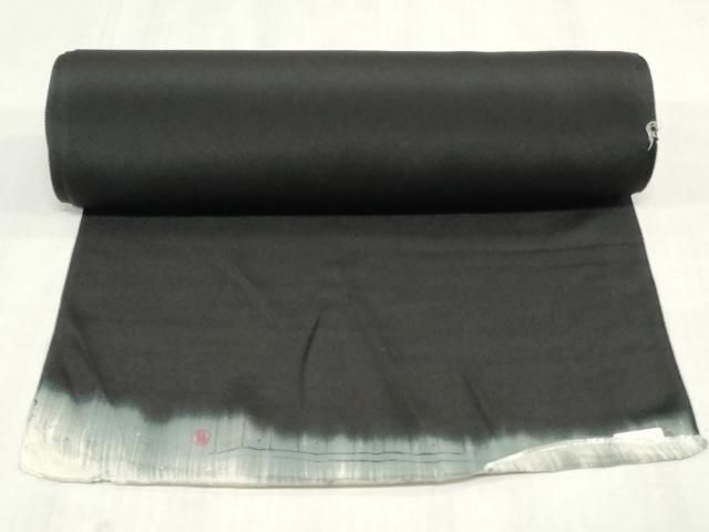 平和屋着物▼黒留袖　解き反物　着尺　駒刺繍　地紙草花文　金彩　逸品　DABK3844zy