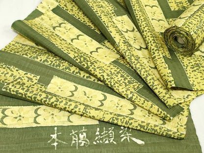 平和屋着物▼羽織・コート　反物　羽尺　本臈纈染　横段花文　逸品　未使用　DABK3903zy
