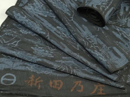 平和屋着物▼紬　反物　着尺　風景文　逸品　未使用　DABK3917zy