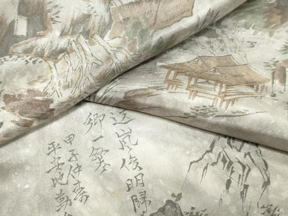 平和屋着物▼男性　長襦袢　反物　着尺　風景文　逸品　未使用　DABK3935zy
