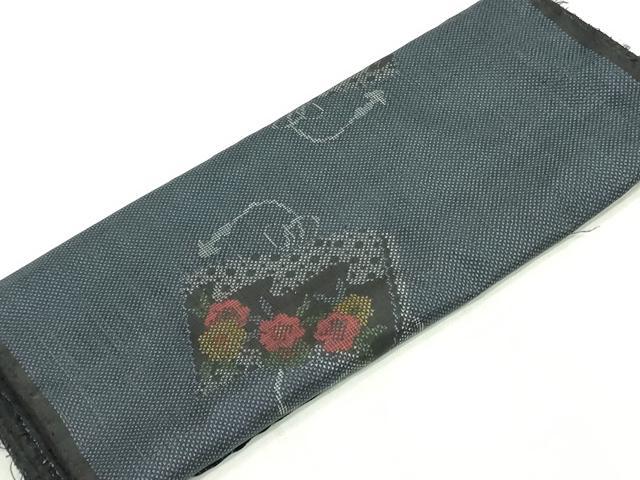 平和屋着物▼本場大島紬　反物　着尺　7マルキ　冊子花文　逸品　未使用　DABK3945zy