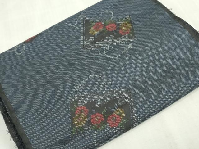 平和屋着物▼本場大島紬　反物　着尺　7マルキ　冊子花文　逸品　未使用　DABK3945zy