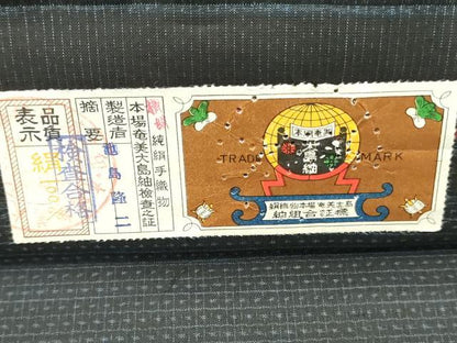 平和屋着物▼男性　本場大島紬　反物　着尺　80亀甲　総詰め　池島隆二作　証紙付き　逸品　未使用　DABK3947zy