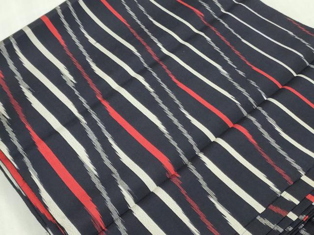 平和屋着物▼お召　解き反物　着尺　変わり縞　逸品　DABK3954zy
