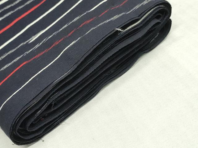 平和屋着物▼お召　解き反物　着尺　変わり縞　逸品　DABK3954zy