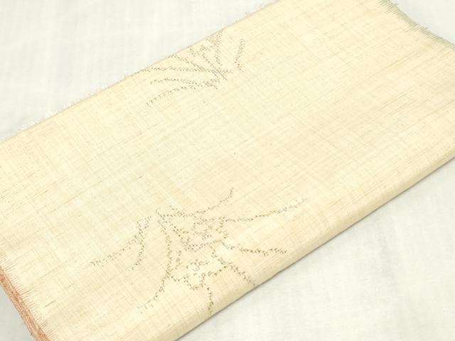 平和屋着物▼渋梅紬　反物　着尺　草花文　証紙付き　逸品　未使用　DABK3998zy