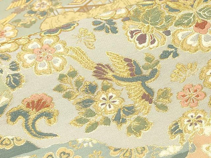 平和屋着物▼六通柄袋帯　宝飾双鳥華文　金糸　正絹　逸品　DABK4019az