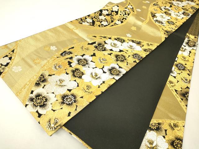 平和屋着物▼六通柄袋帯　舞桜文　金銀糸　正絹　逸品　DABK4084az