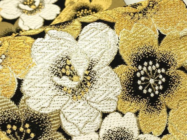 平和屋着物▼六通柄袋帯　舞桜文　金銀糸　正絹　逸品　DABK4084az