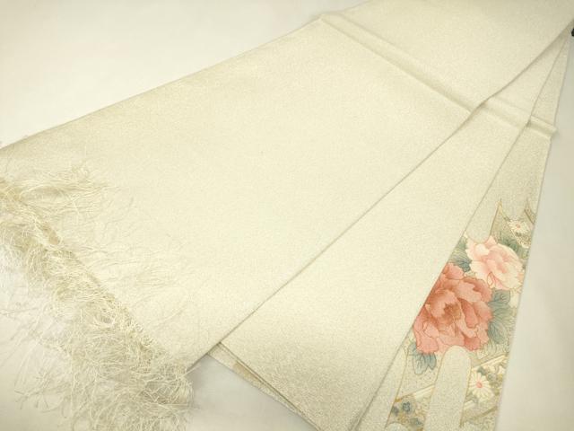 平和屋着物▼綴れ　太鼓柄袋帯　花車天井文　金彩　正絹　逸品　未使用　DABK4085az