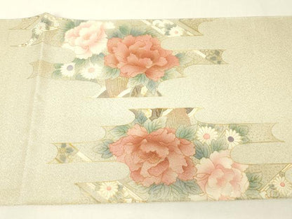 平和屋着物▼綴れ　太鼓柄袋帯　花車天井文　金彩　正絹　逸品　未使用　DABK4085az