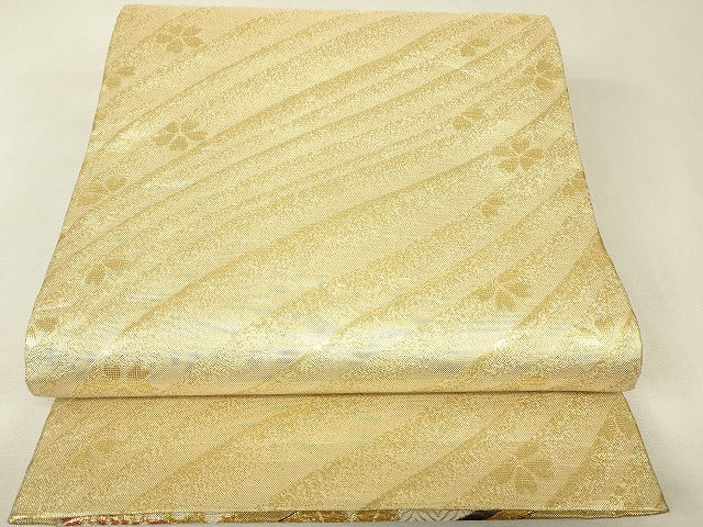 平和屋着物▼佐賀錦　両面　六通柄袋帯　花毬文　金糸　正絹　逸品　DABK4086az