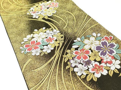 平和屋着物▼六通柄袋帯　花丸文　金糸　正絹　逸品　DABK4212az