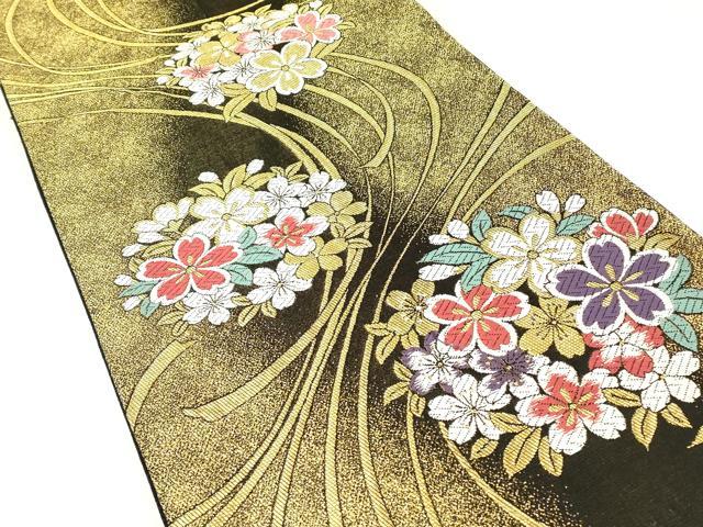 平和屋着物▼六通柄袋帯　花丸文　金糸　正絹　逸品　DABK4212az