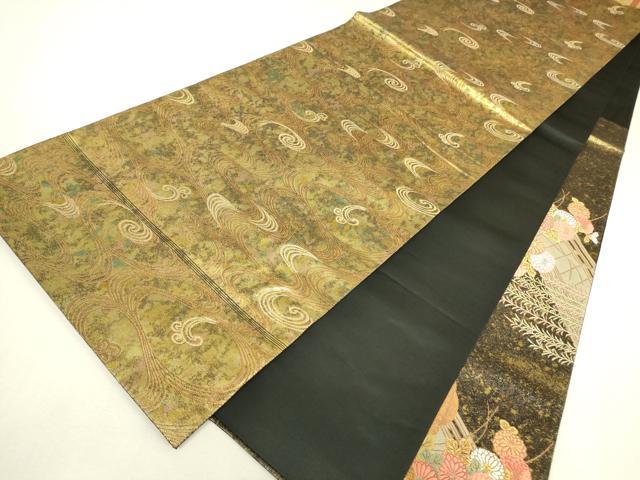 平和屋着物▼西陣　とみや織物謹製　とみや帯　六通柄袋帯　柳橋寿菊文　金糸　引箔　正絹　逸品　DABK4242az