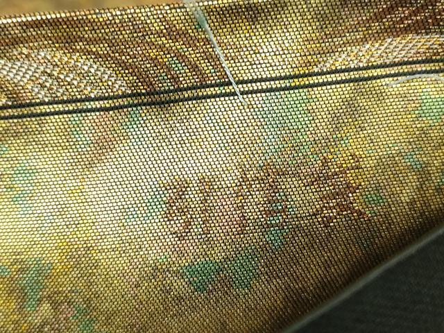 平和屋着物▼西陣　とみや織物謹製　とみや帯　六通柄袋帯　柳橋寿菊文　金糸　引箔　正絹　逸品　DABK4242az