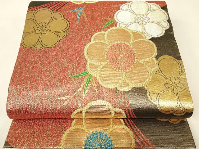 平和屋着物▼佐賀錦　六通柄袋帯　作家物　みや美　舞花文　金銀糸　正絹　逸品　DABK4294az