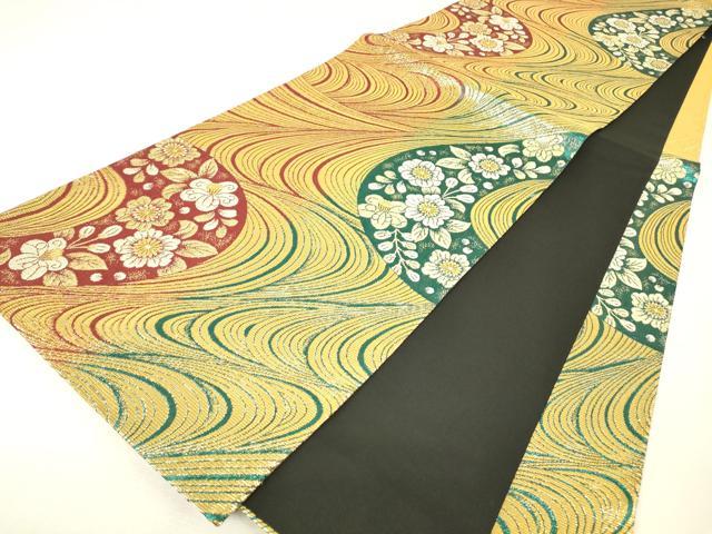 平和屋着物▼両面　六通柄袋帯　辻が花　金糸　正絹　逸品　DABK4299az