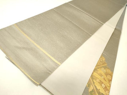 平和屋着物▼太鼓柄袋帯　御所車天井花文　金彩　正絹　逸品　DABK4334az